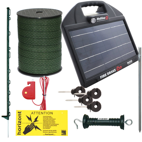 Solar Green Electric Fence Kit With Hotline Firedrake