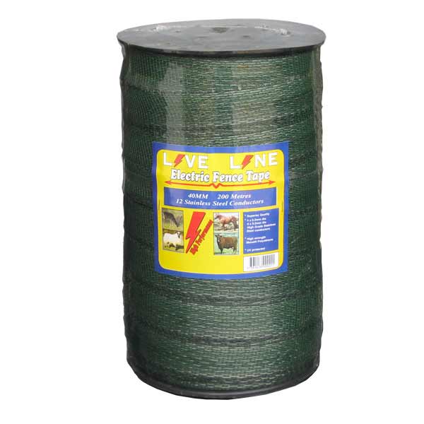 Superior Electric Fencing Tape 200 meter Roll GREEN Live Line 40mm 
