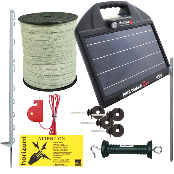 Solar White Electric Fence Kit With Hotline Firedrake