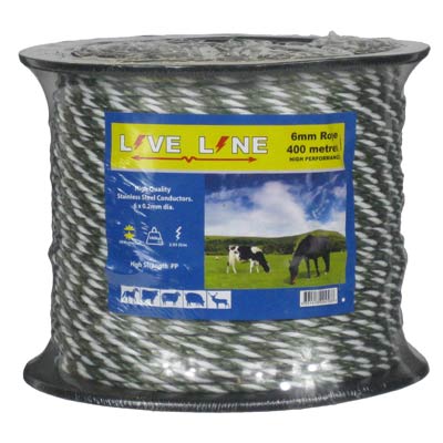 Green & White Electric Fence Rope