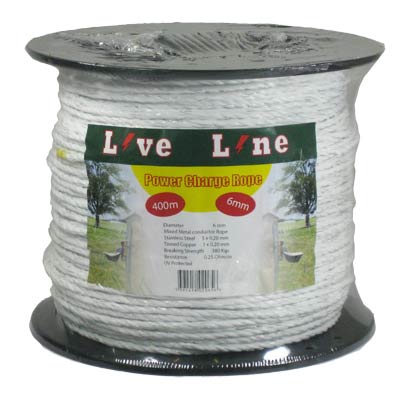 White Power Charge Electric Fence Rope