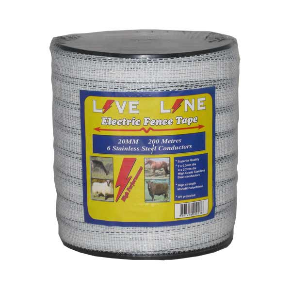 20mm Superior Electric Fencing Tape 200 meter Roll Live Line White 